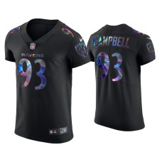 Men Baltimore Ravens #93 Calais Campbell Black Golden Edition Holographic Jersey Men Baltimore Ravens #93 Calais Campbell Black Golden Edition Holographic Jersey