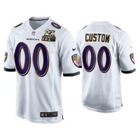 Men Baltimore Ravens #00 Custom White 2X Super Bowl Champions Patch Game Jersey
