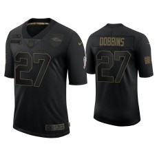 Men Baltimore Ravens #27 J.K. Dobbins Black 2020 Salute To Service Limited Jersey