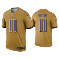Men Baltimore Ravens #11 James Proche Gold Inverted Legend Jersey