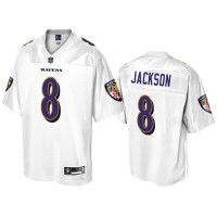 Men Baltimore Ravens #8 Lamar Jackson White Pro Line Jersey